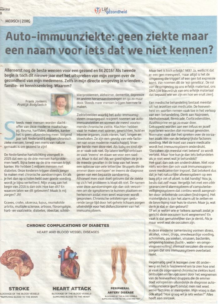AutoImmuunziekte, artikel lijf & gezondheid januari