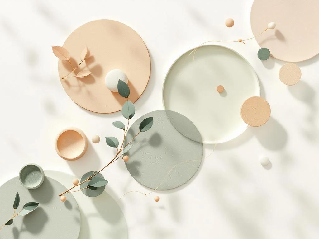 Minimalistische illustratie van darmen in zachte groentinten met botanische elementen voor spijsverteringswelzijn