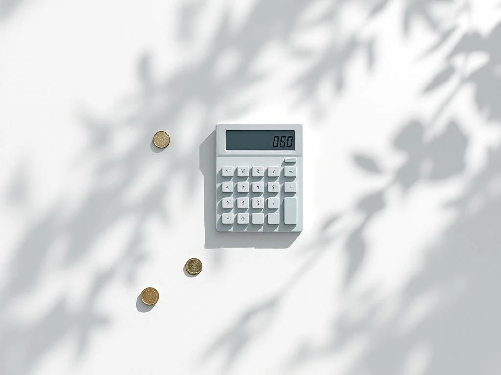 Rekenmachine met euromuntjes en medisch symbool op witte ondergrond voor zorgkosten transparantie