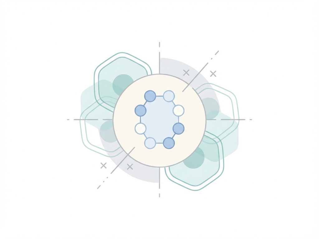Medische illustratie van insulineresistentie met glucose molecuul in blauw en geblokkeerde celstructuren in teal