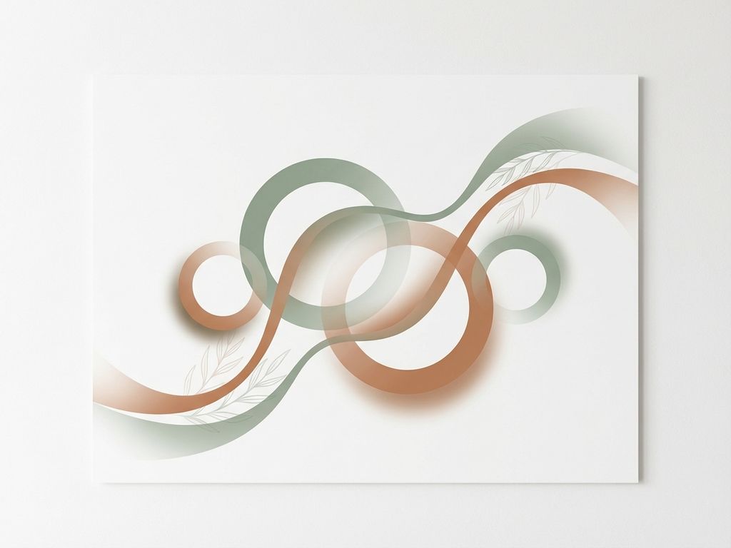 Abstracte compositie met geometrische vormen in zachte kleuren die hormonale balans tijdens menopauze symboliseert