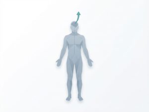 Medische illustratie van menselijk silhouet met groeinetwerk en opwaartse pijl, orthomoleculaire geneeskunde concept